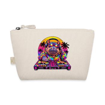Neon Hippo DJ Sunset - Bio-Täschchen - Natur - Vorne