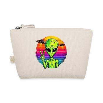 Psychedelisches Alien-Friedenszeichen - Bio-Täschchen - Natur - Vorne