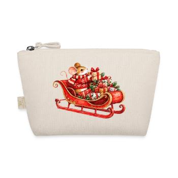 Weihnachtsmaus im Schlitten mit Geschenken - Bio-Täschchen - Natur - Vorne