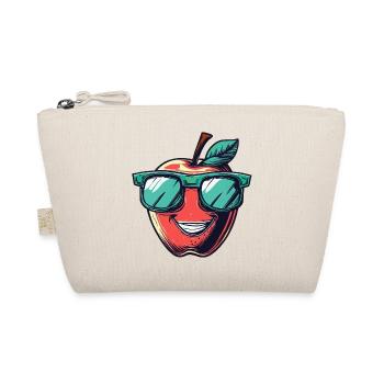 Lachender Apfel mit grüner Sonnenbrille - Bio-Täschchen - Natur - Vorne