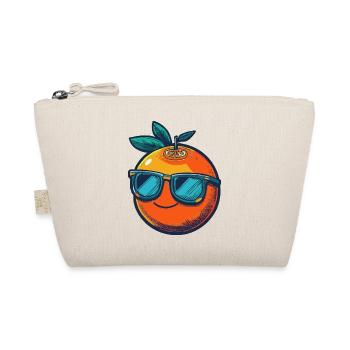 Orange mit blauer Sonnenbrille und Lächeln - Bio-Täschchen - Natur - Vorne