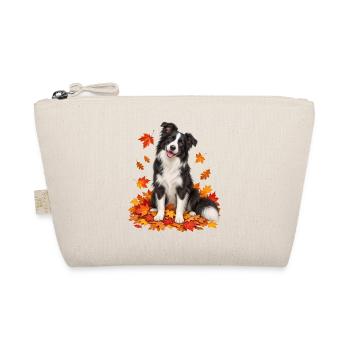 Herbstlicher Border Collie mit Blättern - Bio-Täschchen - Natur - Vorne
