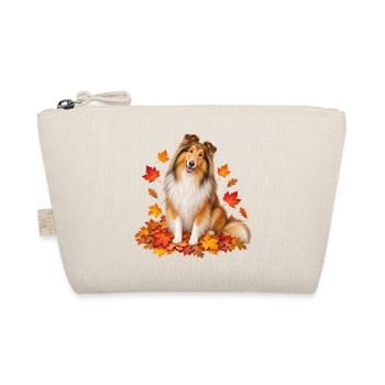 Herbstlicher Collie mit Blättern - Bio-Täschchen - Natur - Vorne