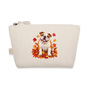 Herbstbulldog auf Laubteppich - Bio-Täschchen - Natur - Vorne