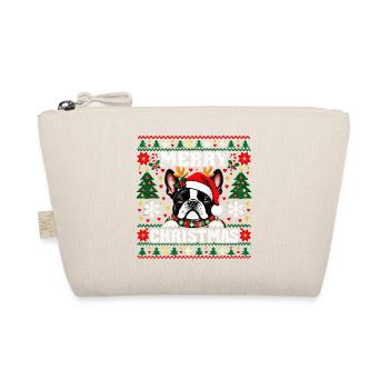 Französische Bulldogge  Ugly Christmas Sweater - Bio-Täschchen - Natur - Vorne
