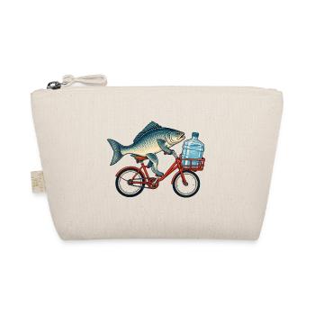 Fisch auf Fahrrad mit Wasserflasche - Bio-Täschchen - Natur - Vorne