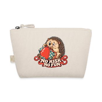 Igel mit Geschenk – No Risk No Fun - Bio-Täschchen - Natur - Vorne