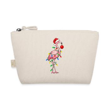 Weihnachtsflamingo mit Lichterkette - Bio-Täschchen - Natur - Vorne