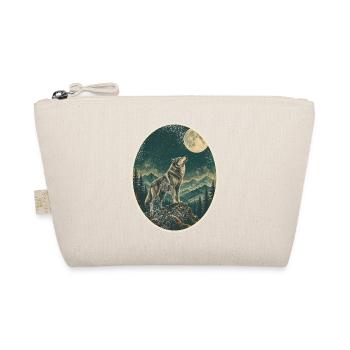 Wolf heult den Vollmond an – Vintage Wald - Bio-Täschchen - Natur - Vorne