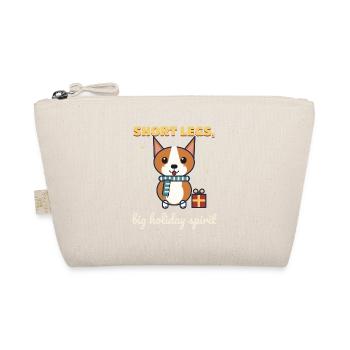 Short Legs, Big Holiday Spirit – Corgi Weihnachten - Bio-Täschchen - Natur - Vorne