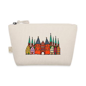 Lübeck Skyline im bunten Wachsmalstil - Bio-Täschchen - Natur - Vorne