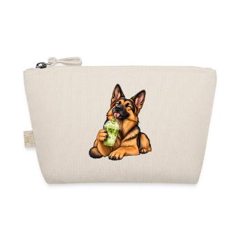 Deutscher Schäferhund mit Matcha Latte - Bio-Täschchen - Natur - Vorne