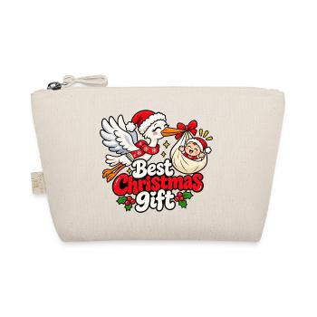 Weihnachtsstorch mit Geschenkpaket - Bio-Täschchen - Natur - Vorne