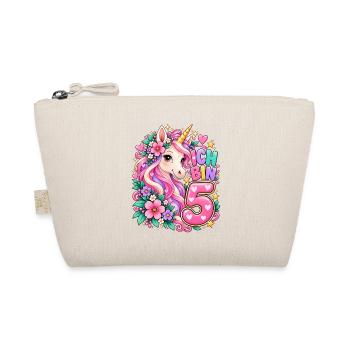 Ich Bin 5 Einhorn 5. Geburtstag Mädchen - Bio-Täschchen - Natur - Vorne