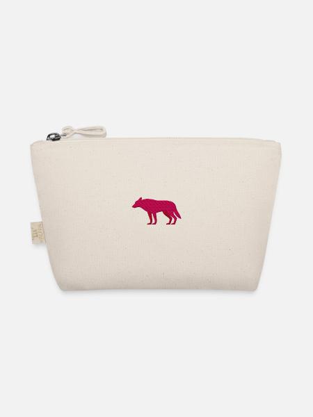 Pinker Wolf bestickt - Bio-Täschchen - Natur