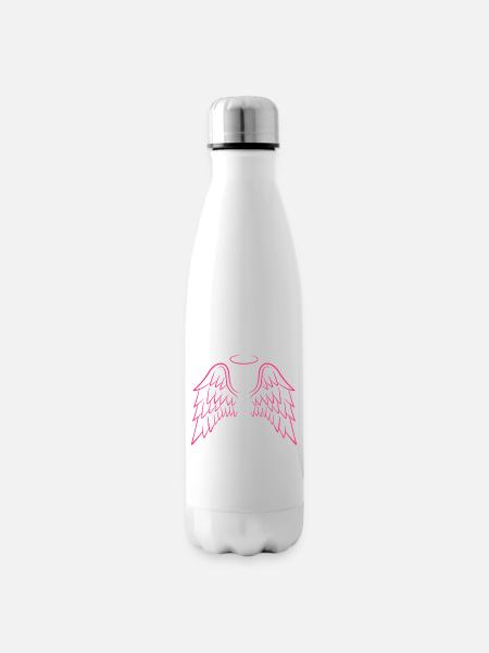 Engelsflügel in rosa - Isolierflasche - Weiß