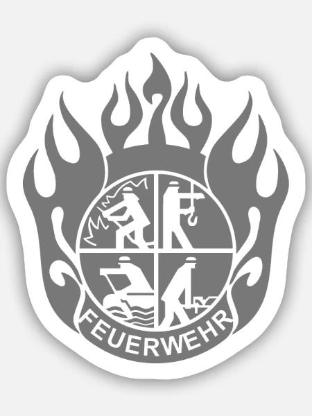 Flamme Feuerwehr Logo modern (für Reflexdruck) - Sticker Größe S (10 x 10 cm) - Mattweiß