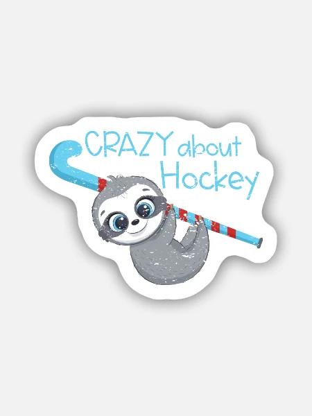 Feldhockey Crazy about Hockey Geschenk - Sticker Größe S (10 x 10 cm) - Mattweiß