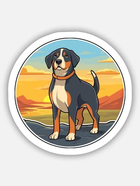 Entlebucher Sennenhund Rasse Cartoon Kawaii Hund - Sticker Größe S (10 x 10 cm) - Mattweiß