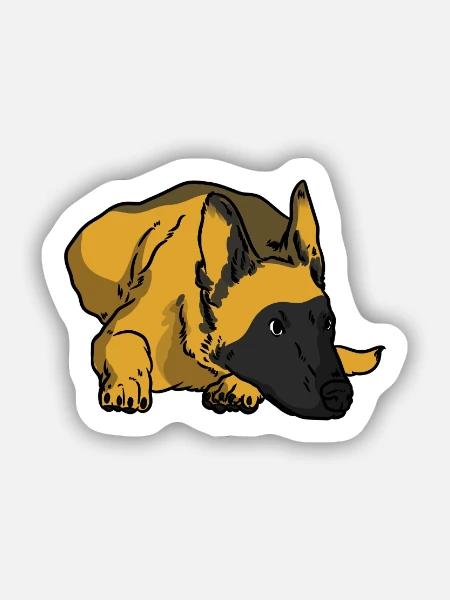 Wachsamer Malinois Gebrauchshund - Sticker Größe S (10 x 10 cm) - Mattweiß