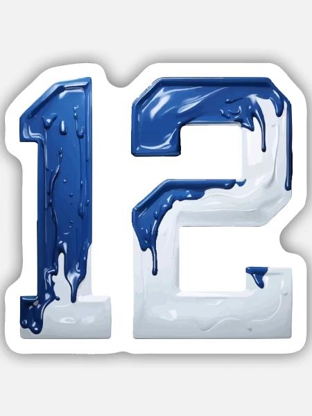 NO. 12 NUMBER 12 BLUE WHITE 12TH BIRTHDAY - Sticker size S (10 x 10 cm) - white matte