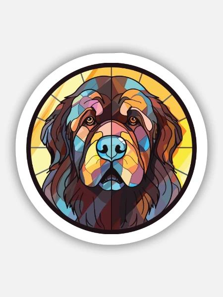 Neufundländer Hunderasse Aquarell Illustration - Sticker Größe S (10 x 10 cm) - Mattweiß