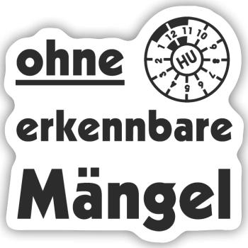 ohne erkennbare Mängel TÜV - Sticker Größe S (10 x 10 cm) - Mattweiß - Vorne