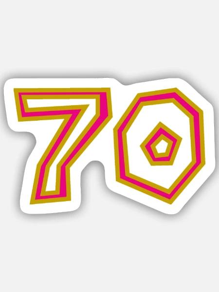 70. 70 ANS. 70e ANNIVERSAIRE. ANNIVERSAIRE 70 ANS. - Sticker taille S (10 x 10 cm) - blanc mat