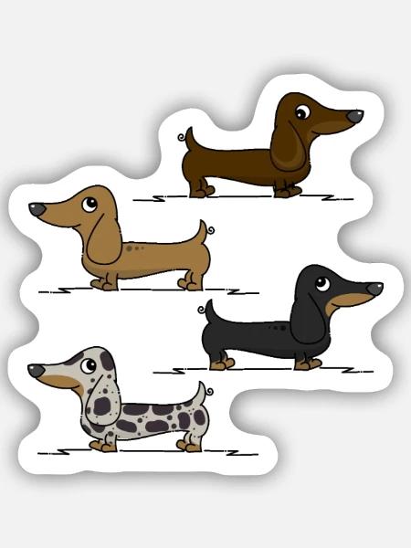 Dackeln - Sticker Größe S (10 x 10 cm) - Mattweiß