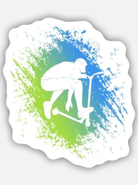 Stunt Scooter Roller Tricks Stuntroller Tretroller - Sticker Größe S (10 x 10 cm) - Mattweiß