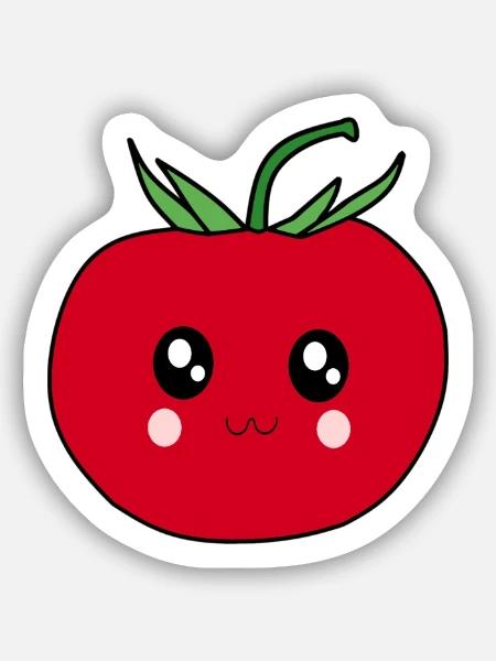 lustiges Tomaten Food Design Kawaii Geschenk - Sticker Größe S (10 x 10 cm) - Mattweiß