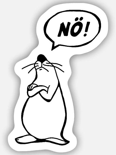 Nö Maus schwarz NÖ - Sticker Größe S (10 x 10 cm) - Mattweiß