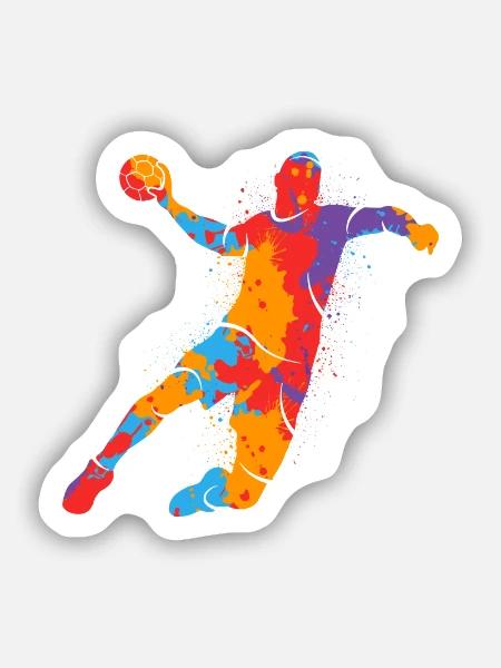 Handballspieler bunt Handballer Jungen Handball - Sticker Größe S (10 x 10 cm) - Mattweiß