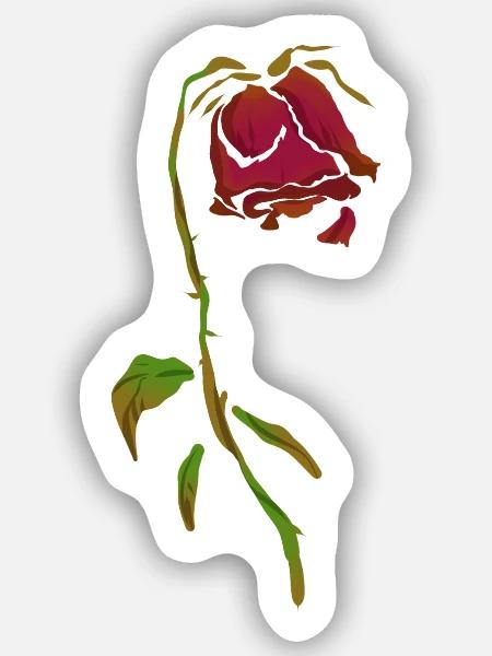 Verwelkte Rose dunkle Gothic Blume - Sticker Größe S (10 x 10 cm) - Mattweiß