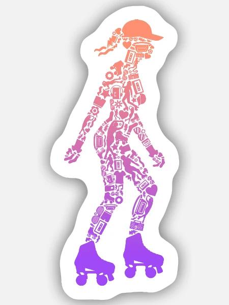 Rollschuh Roller Skating Mädchen Rollschuhe - Sticker Größe S (10 x 10 cm) - Mattweiß