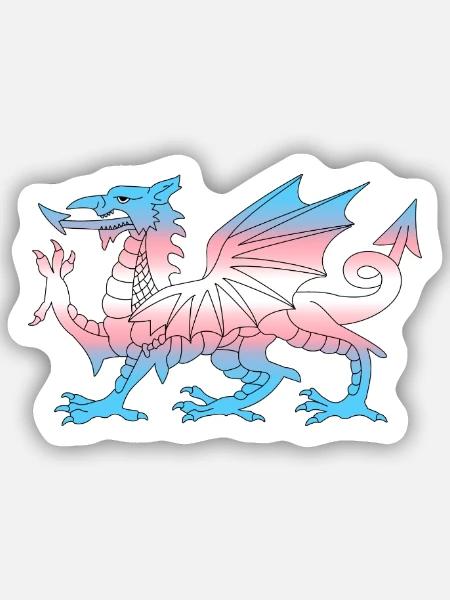 Pays de Galles Trans Flag, Baner Trans Cymru, Transgenre - Sticker taille S (10 x 10 cm) - blanc mat