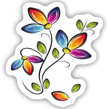 Blumenranke, Flowers - Sticker Größe S (10 x 10 cm) - Mattweiß - Vorne