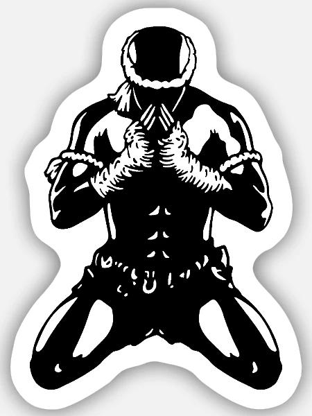 muay_thai_fighter04a - Sticker Größe S (10 x 10 cm) - Mattweiß