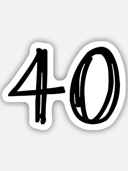 40. 40 JAHRE. 40-jähriges JUBILÄUM. GEBURTSTAG 40 JAHRE. - Sticker Größe S (10 x 10 cm) - Mattweiß