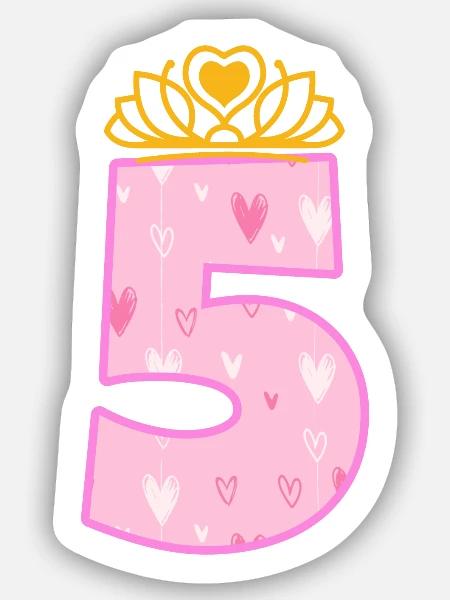 5 Prinzessin 5. Geburtstag Mädchen Fünf - Sticker Größe S (10 x 10 cm) - Mattweiß