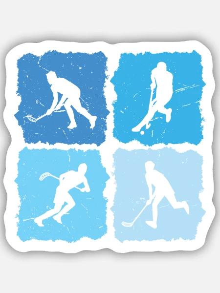 Floorball Retro Unihockey Floorball Spieler - Sticker Größe S (10 x 10 cm) - Mattweiß