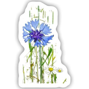 Kornblumen und Gänseblümchen Muster - Sticker Größe S (10 x 10 cm) - Mattweiß - Vorne