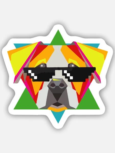 Selbstbewusste Bulldogge Sonnenbrille - Sticker Größe S (10 x 10 cm) - Mattweiß