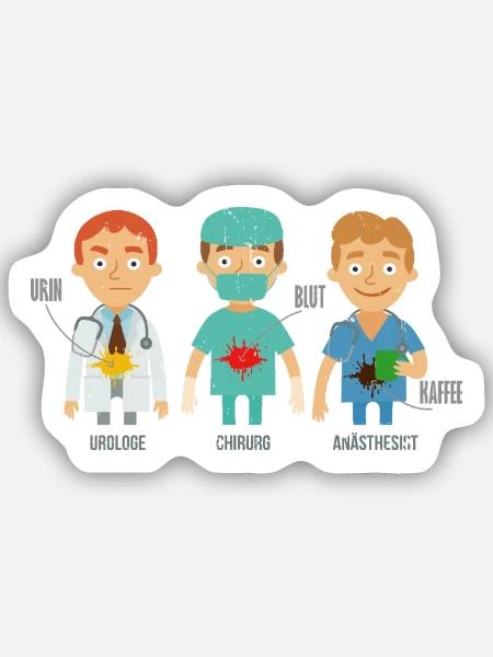 Kaffeefleckiger Anästhesist Arztkittel - Sticker Größe S (10 x 10 cm) - Mattweiß