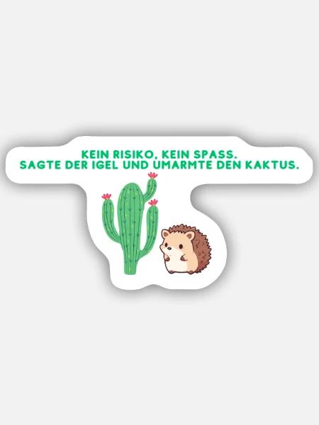 Der Kaktus und der Igel - Sticker Größe S (10 x 10 cm) - Mattweiß