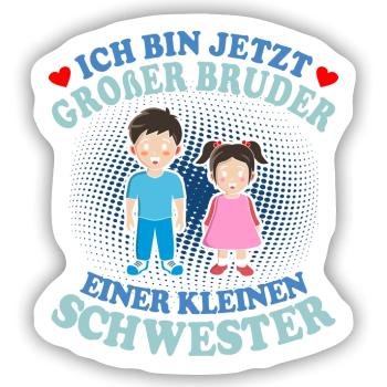Großer Bruder Kleine Schwester - Sticker Größe S (10 x 10 cm) - Mattweiß - Vorne