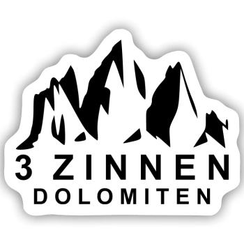 3 Zinnen Dolomiten - Sticker Größe S (10 x 10 cm) - Mattweiß - Vorne