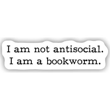 Antisocial Bookworm - Sticker Größe S (10 x 10 cm) - Mattweiß - Vorne