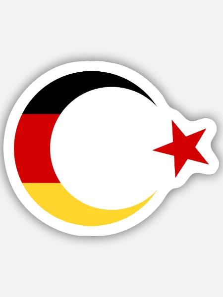 Deutsche und Türkische Flagge - Sticker Größe S (10 x 10 cm) - Mattweiß
