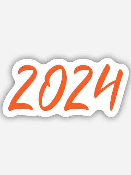 2024 Silvester Neujahr orangen - Sticker Größe S (10 x 10 cm) - Mattweiß